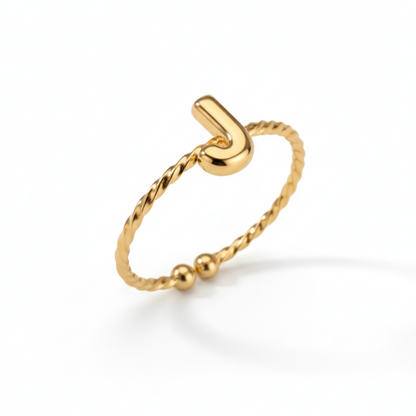 Anillo Ajustable con Inicial "Minimalista"