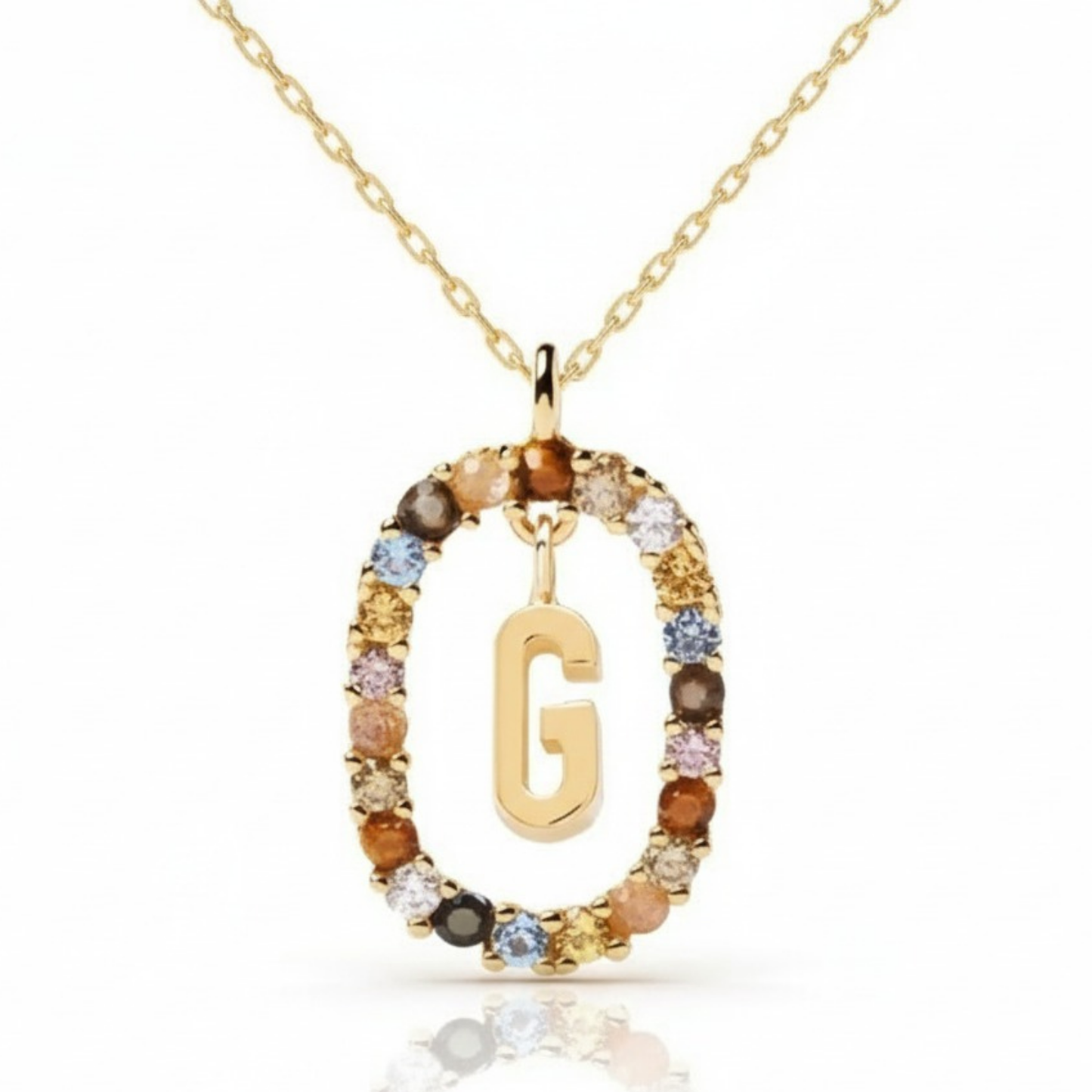 Collar con inicial "Arcoíris"