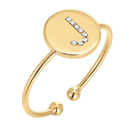 Anillo Ajustable con Inicial "Brillo Dorado"