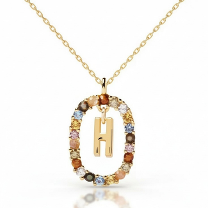 Collar con inicial "Arcoíris"