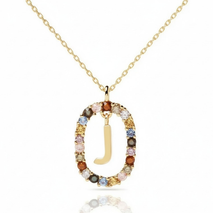 Collar con inicial "Arcoíris"