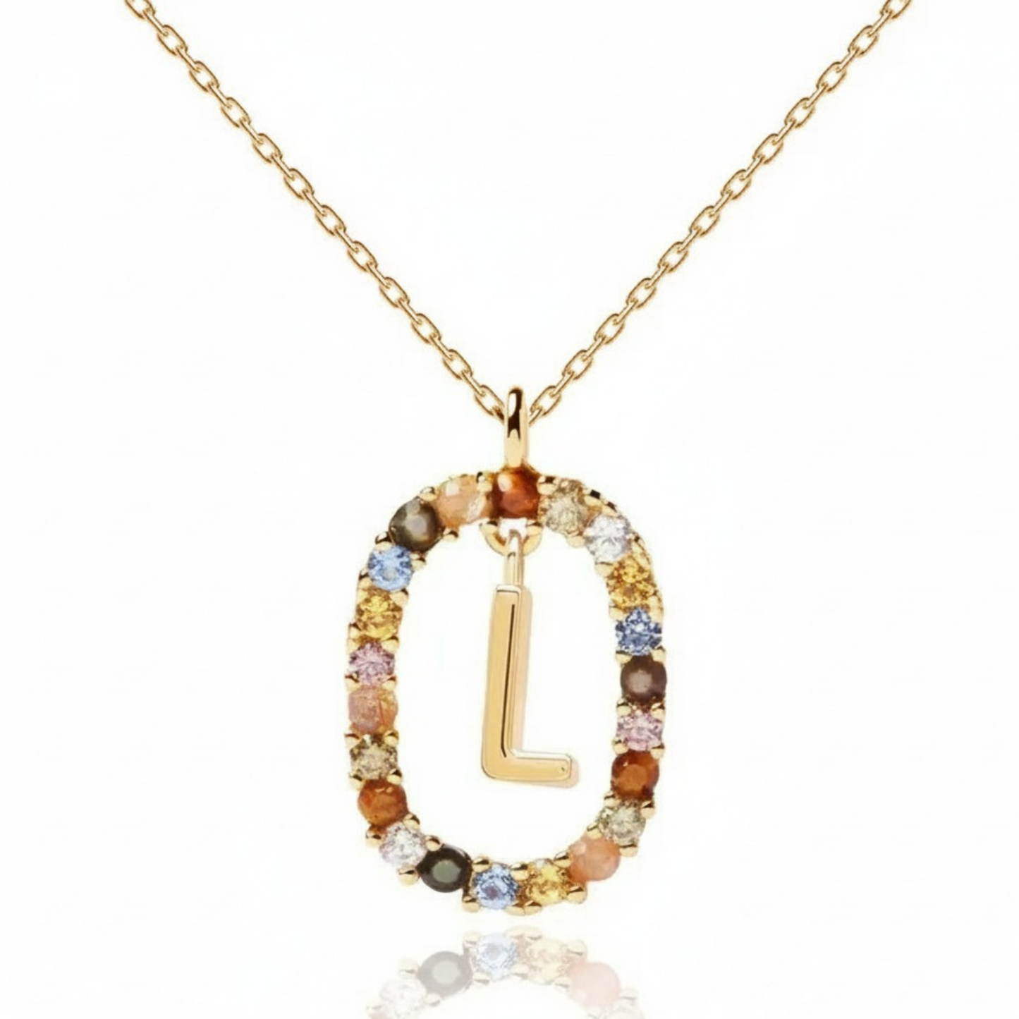 Collar con inicial "Arcoíris"