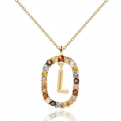 Collar con inicial "Arcoíris"