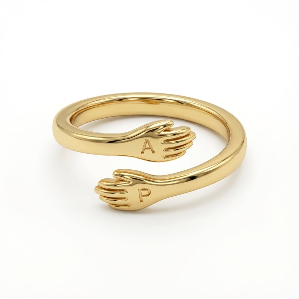 Anillo ajustable doble inicial "Embrace"