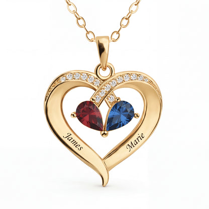 Name BirthStone Necklace "Golden Heart"