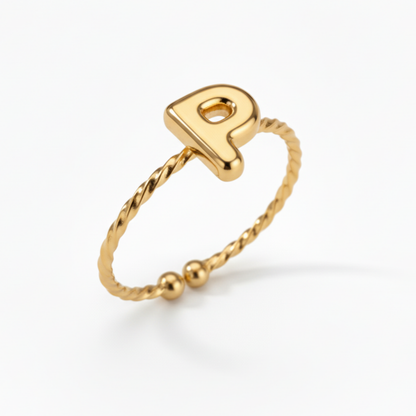 Anillo Ajustable con Inicial "Minimalista"