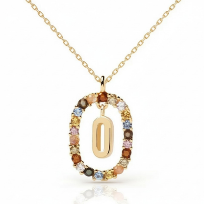 Collar con inicial "Arcoíris"