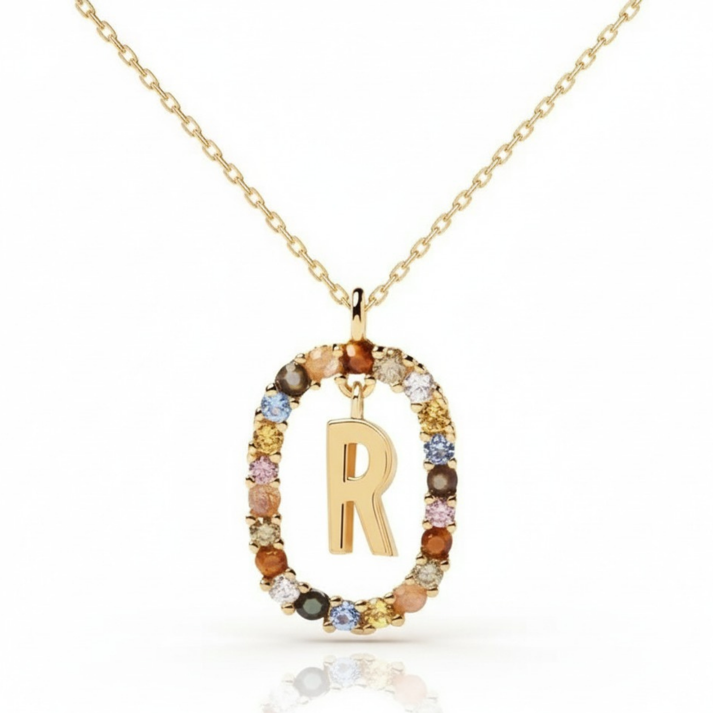Collar con inicial "Arcoíris"