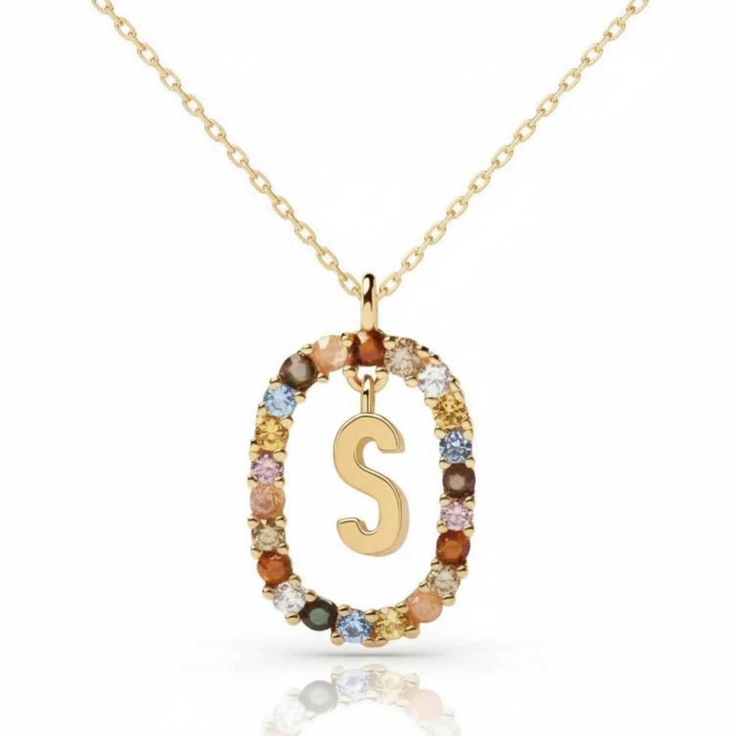 Collar con inicial "Arcoíris"