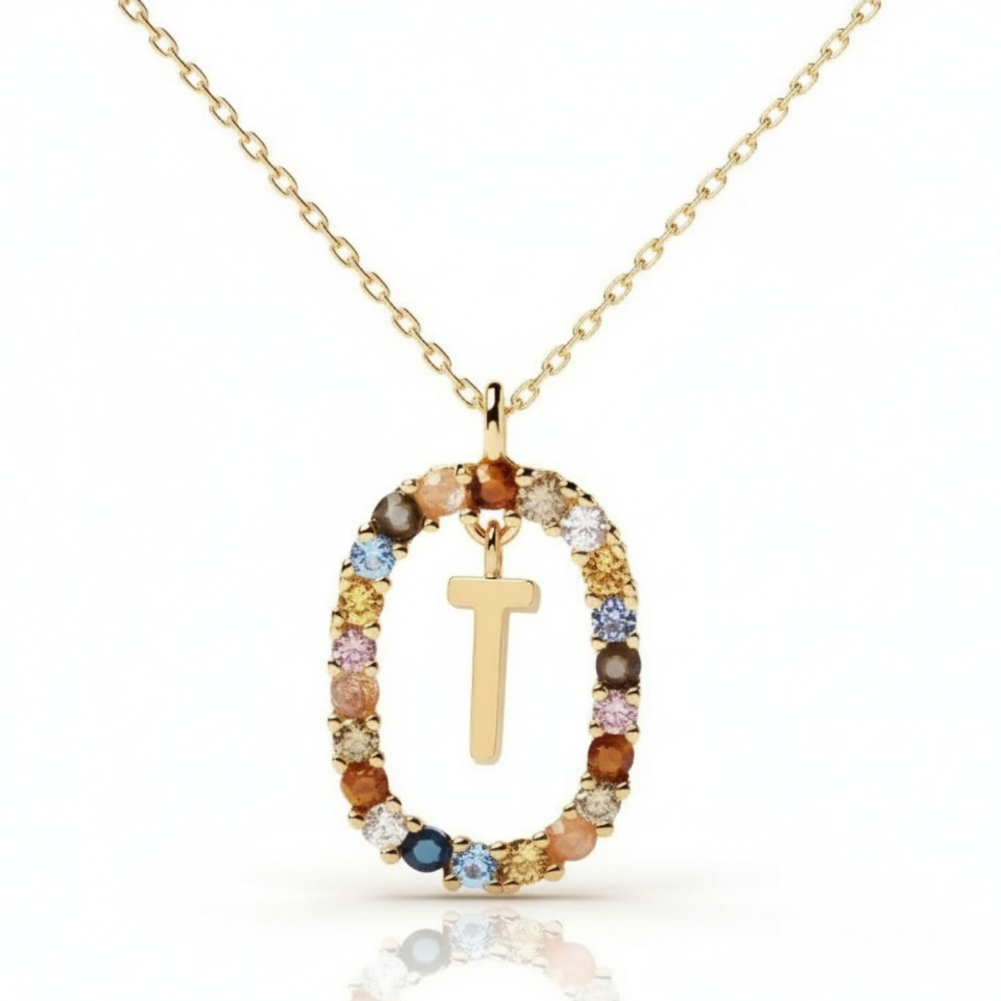 Collar con inicial "Arcoíris"