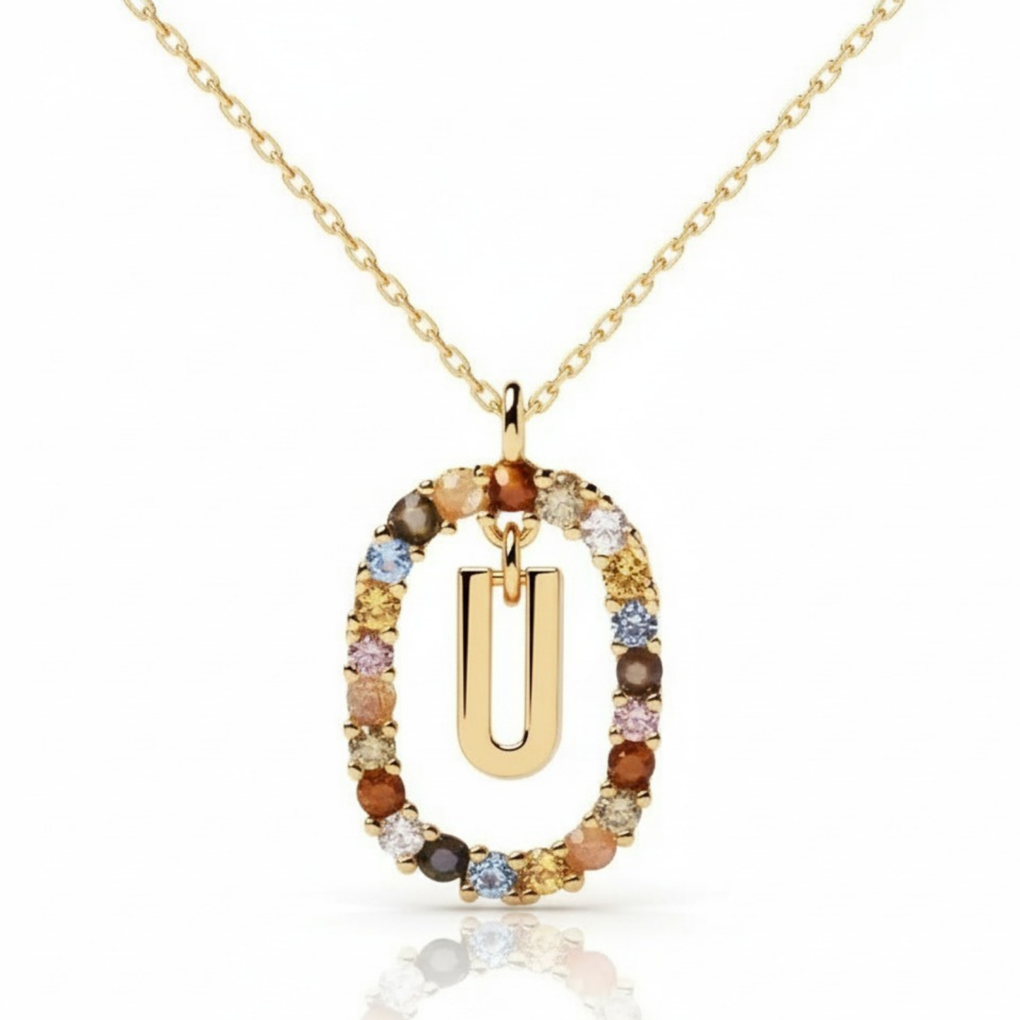 Collar con inicial "Arcoíris"