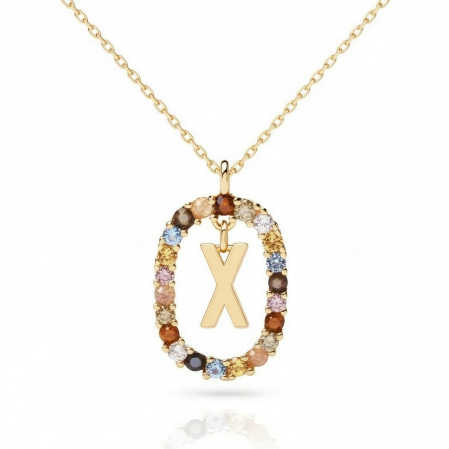 Collar con inicial "Arcoíris"