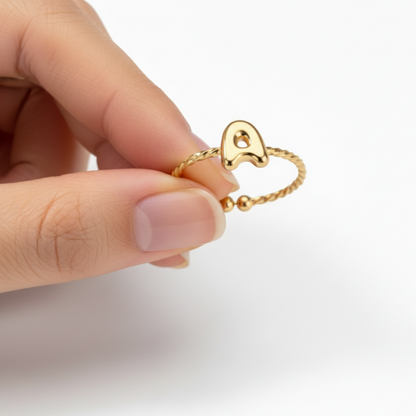 Anillo Ajustable con Inicial "Minimalista"