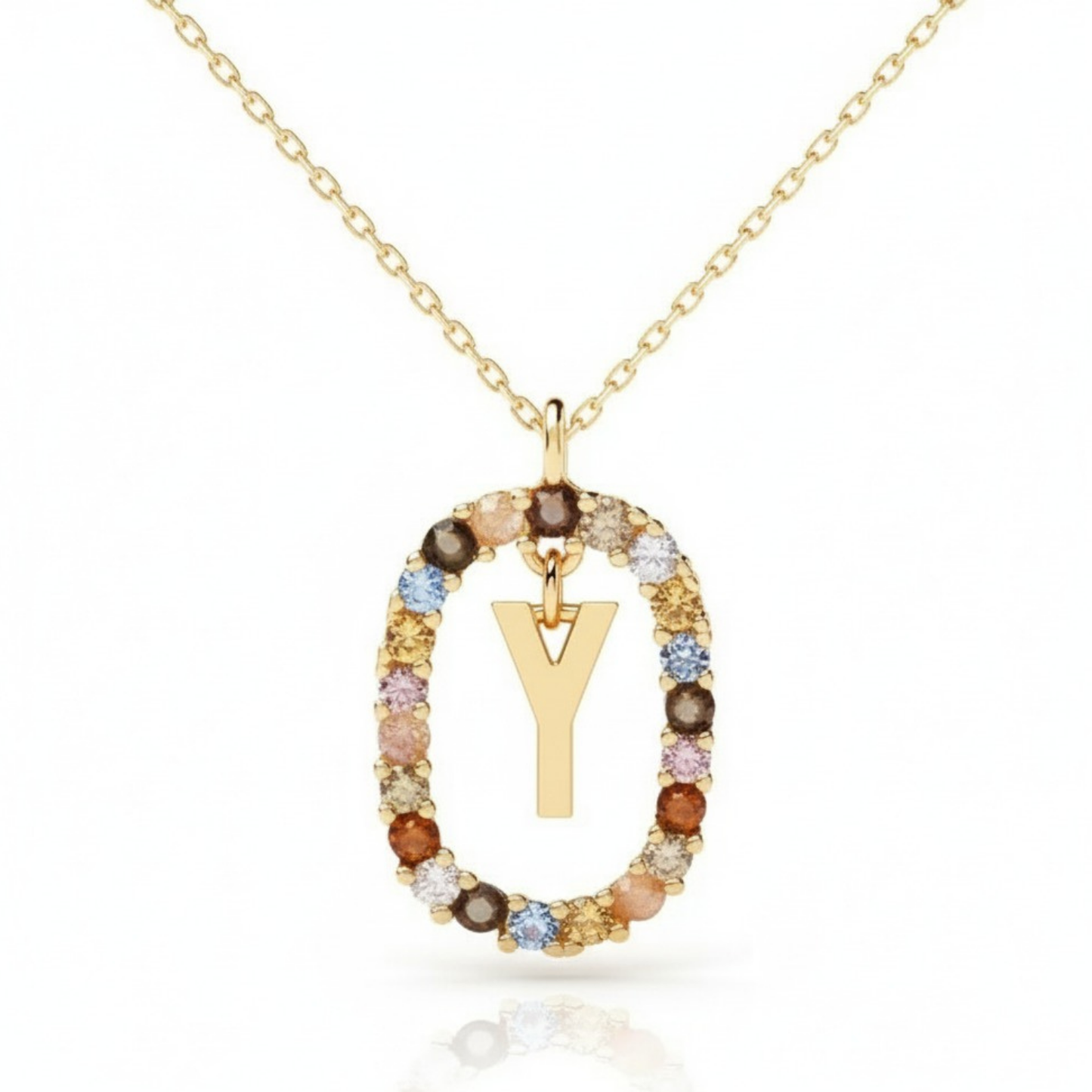 Collar con inicial "Arcoíris"