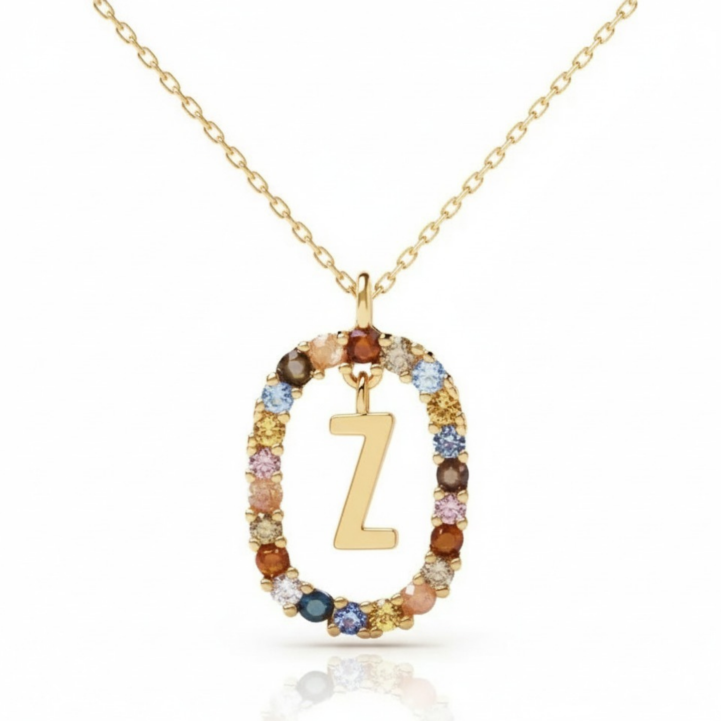 Collar con inicial "Arcoíris"