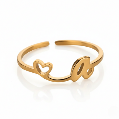 Anillo Ajustable con Inicial "Pretty"