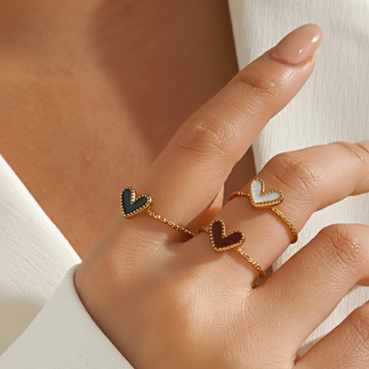 Anillo ajustable "Corazón Luna"