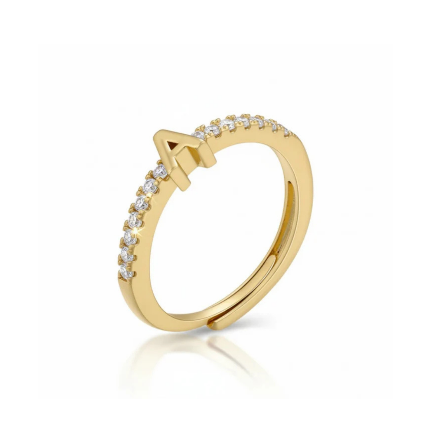 Anillo Ajustable con Inicial "Brillo"