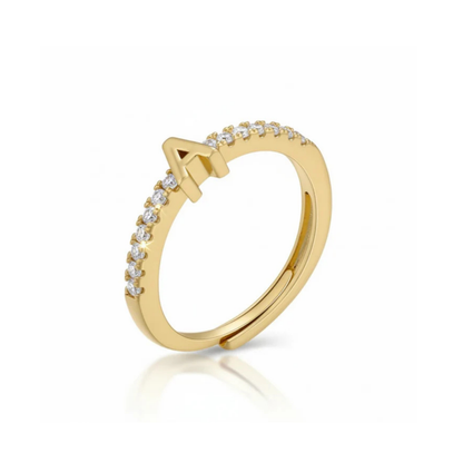 Anillo Ajustable con Inicial "Brillo"