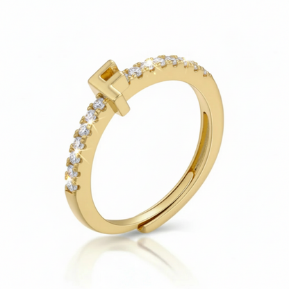 Anillo Ajustable con Inicial "Brillo"