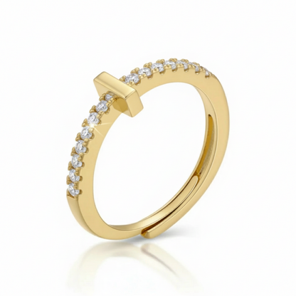 Anillo Ajustable con Inicial "Brillo"