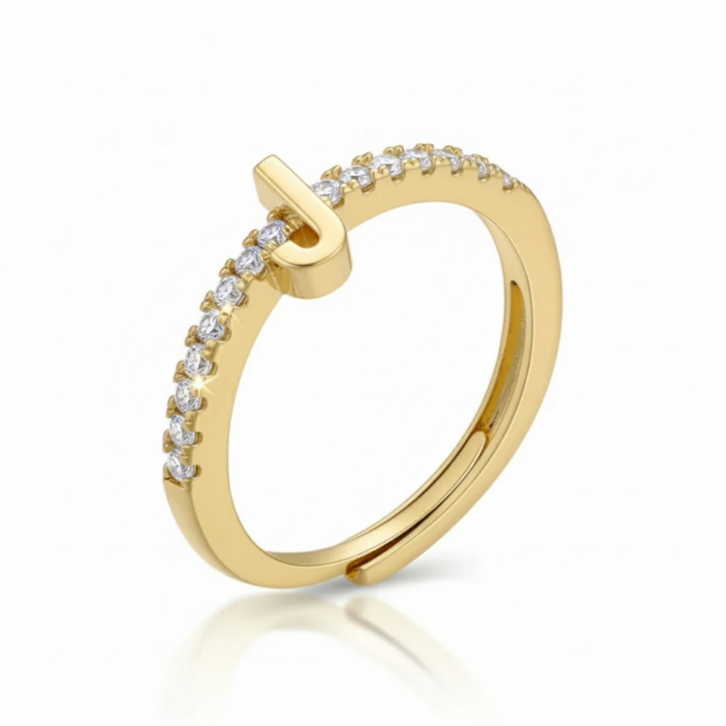 Anillo Ajustable con Inicial "Brillo"