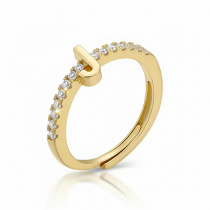 Anillo Ajustable con Inicial "Brillo"