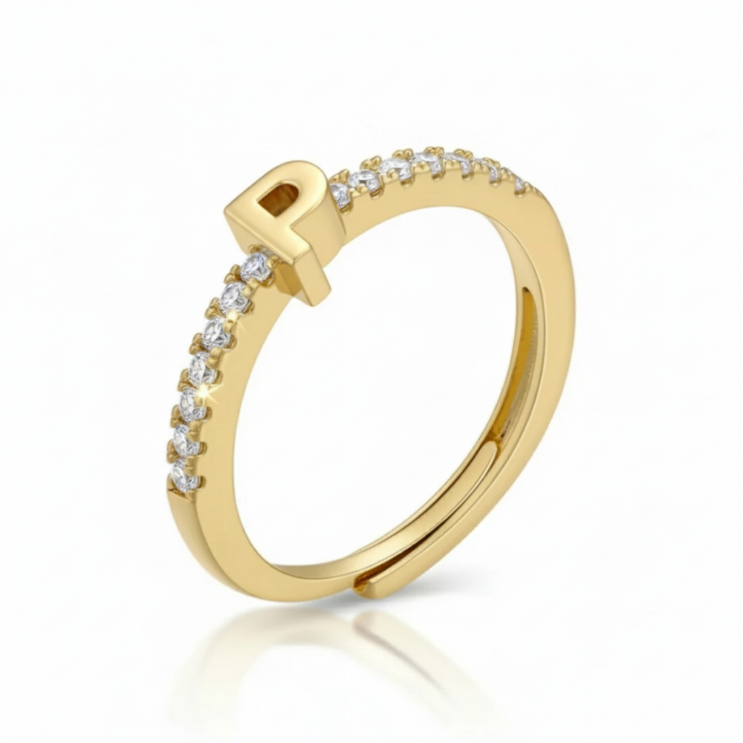 Anillo Ajustable con Inicial "Brillo"