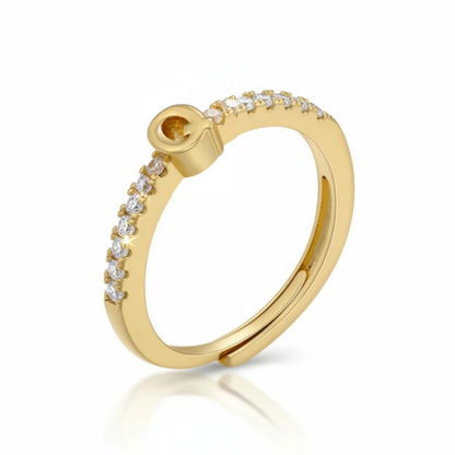 Anillo Ajustable con Inicial "Brillo"