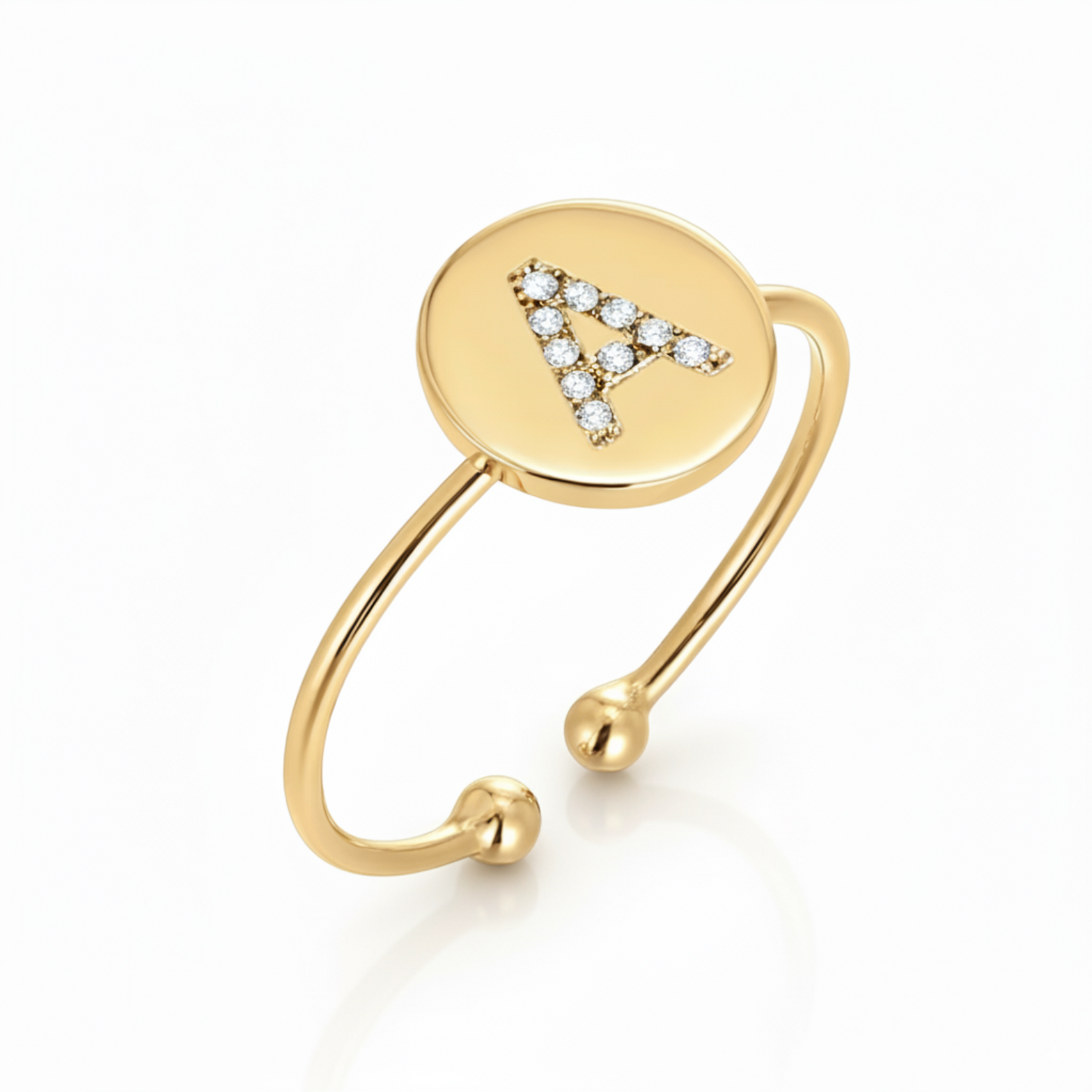 Anillo Ajustable con Inicial "Brillo Dorado"
