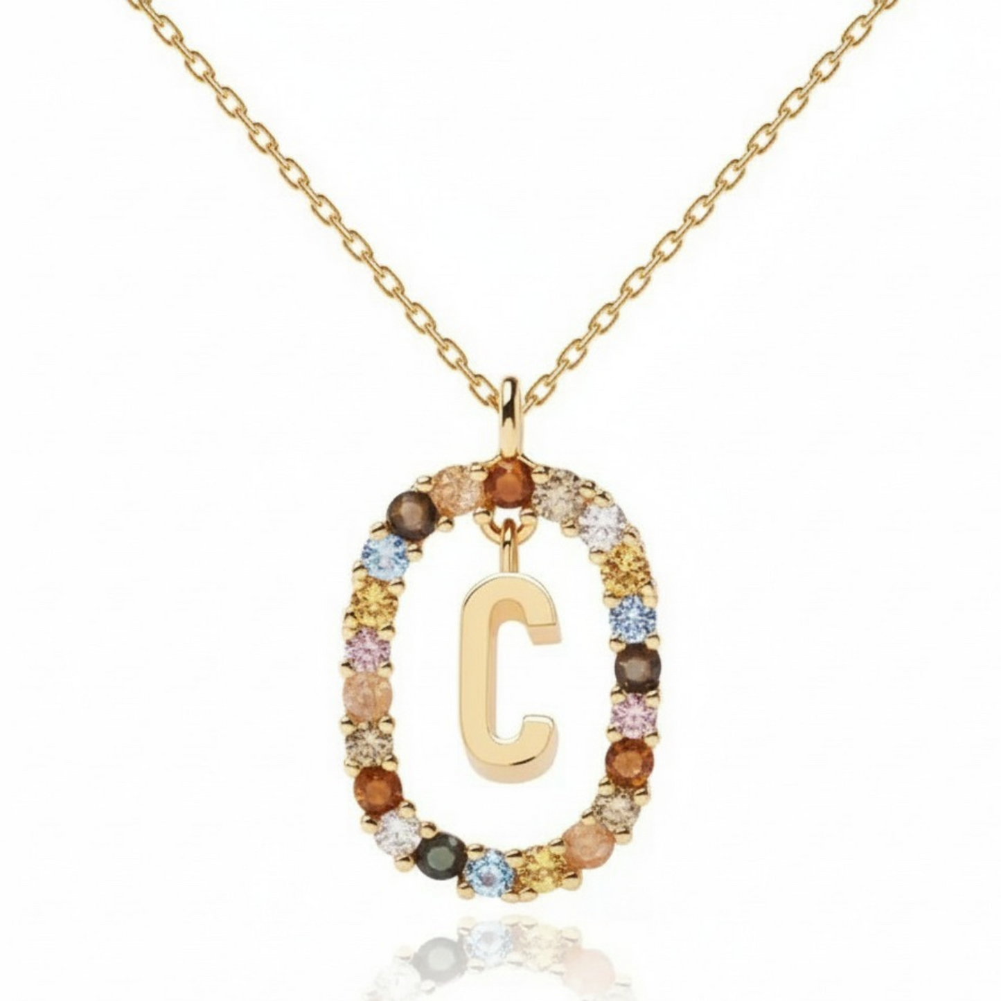 Collar con inicial "Arcoíris"