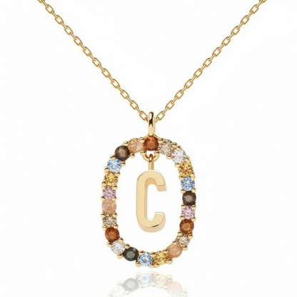 Collar con inicial "Arcoíris"