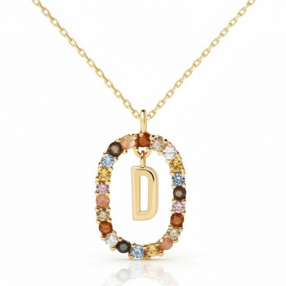 Collar con inicial "Arcoíris"