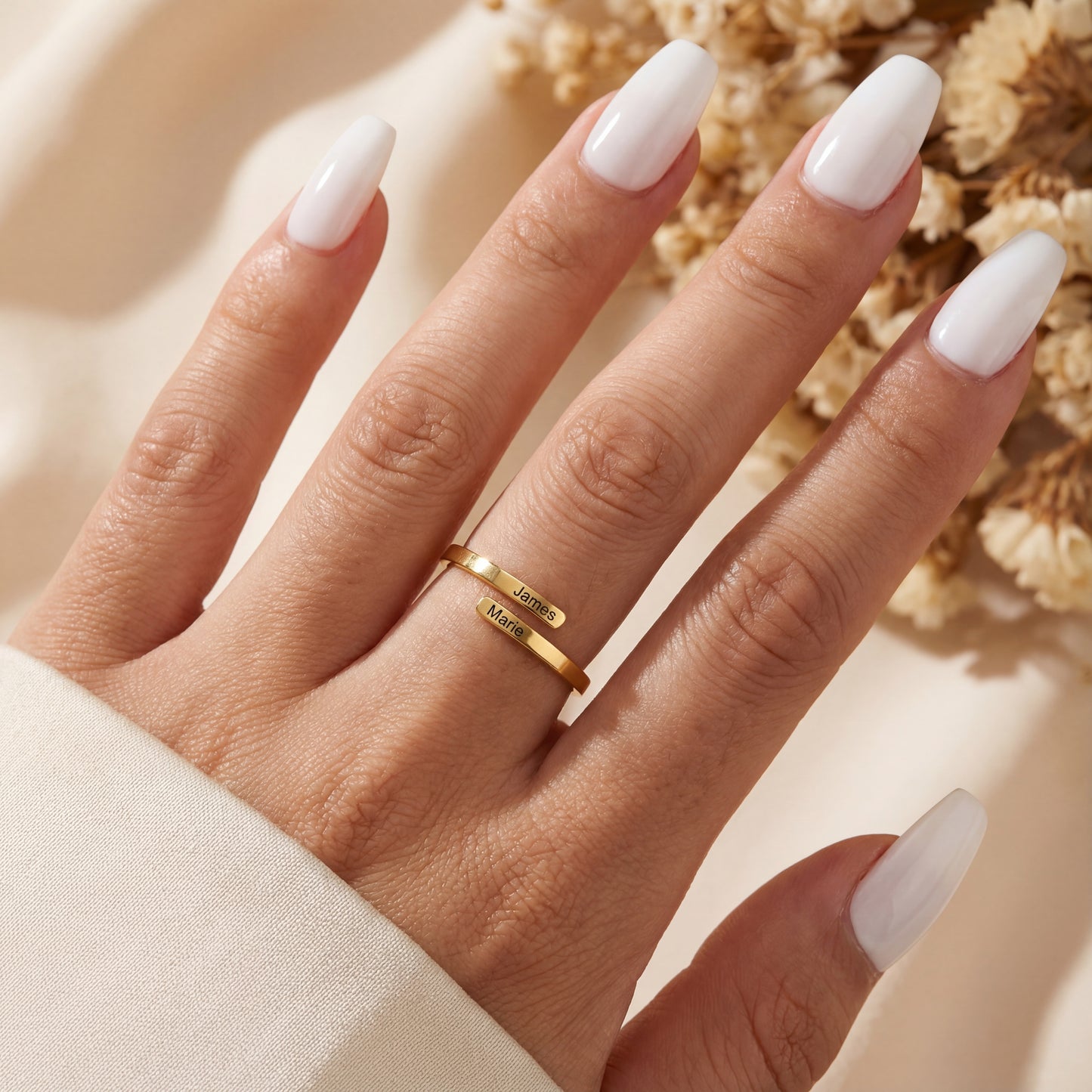 Anillo Ajustable de Doble Nombre "Dual Soul"