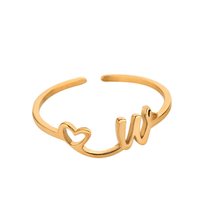 RICCARDI - BAGUE AJUSTABLE "Initial Heart Ring" - Riccardi