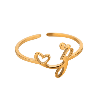 RICCARDI - BAGUE AJUSTABLE "Initial Heart Ring" - Riccardi